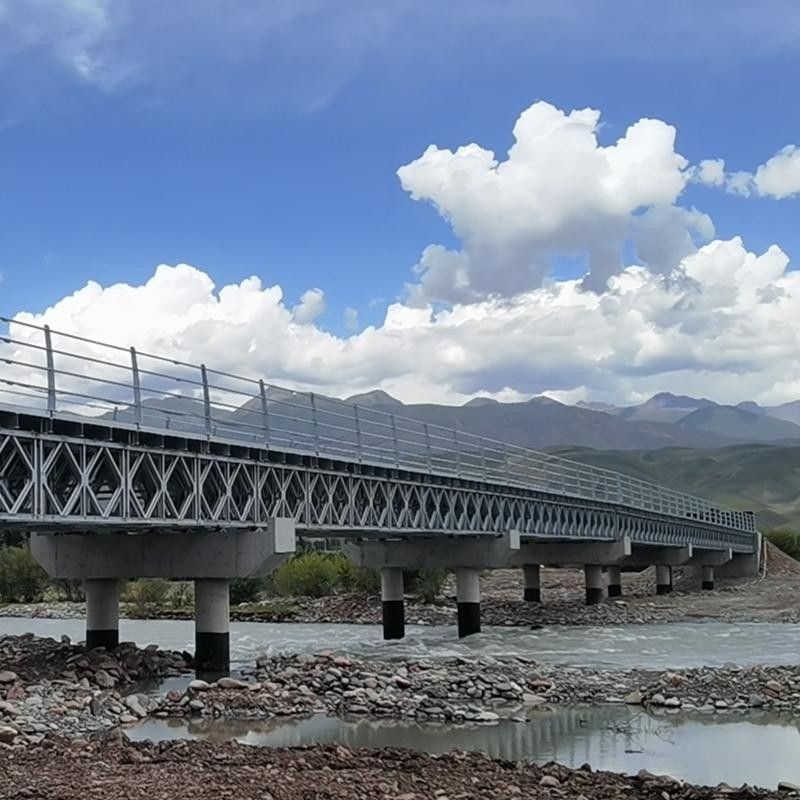 Pained Or Galvanized Simple Bailey Bridge / Steel Truss Bridge 3.15m 4 ...