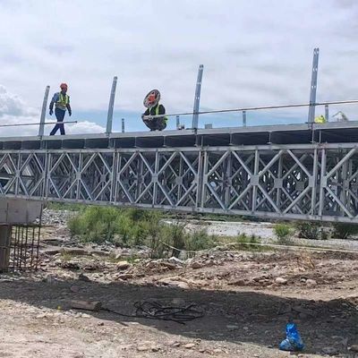 Steel Panel Temporary Pedestrian Bridge  Double Lane 7.35m 3000mm*1400mm Panel Size