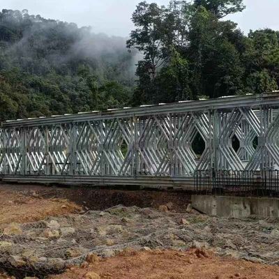Galvanized Portable Steel Bridge / GB Q345B Steel Prefab Bailey Bridges
